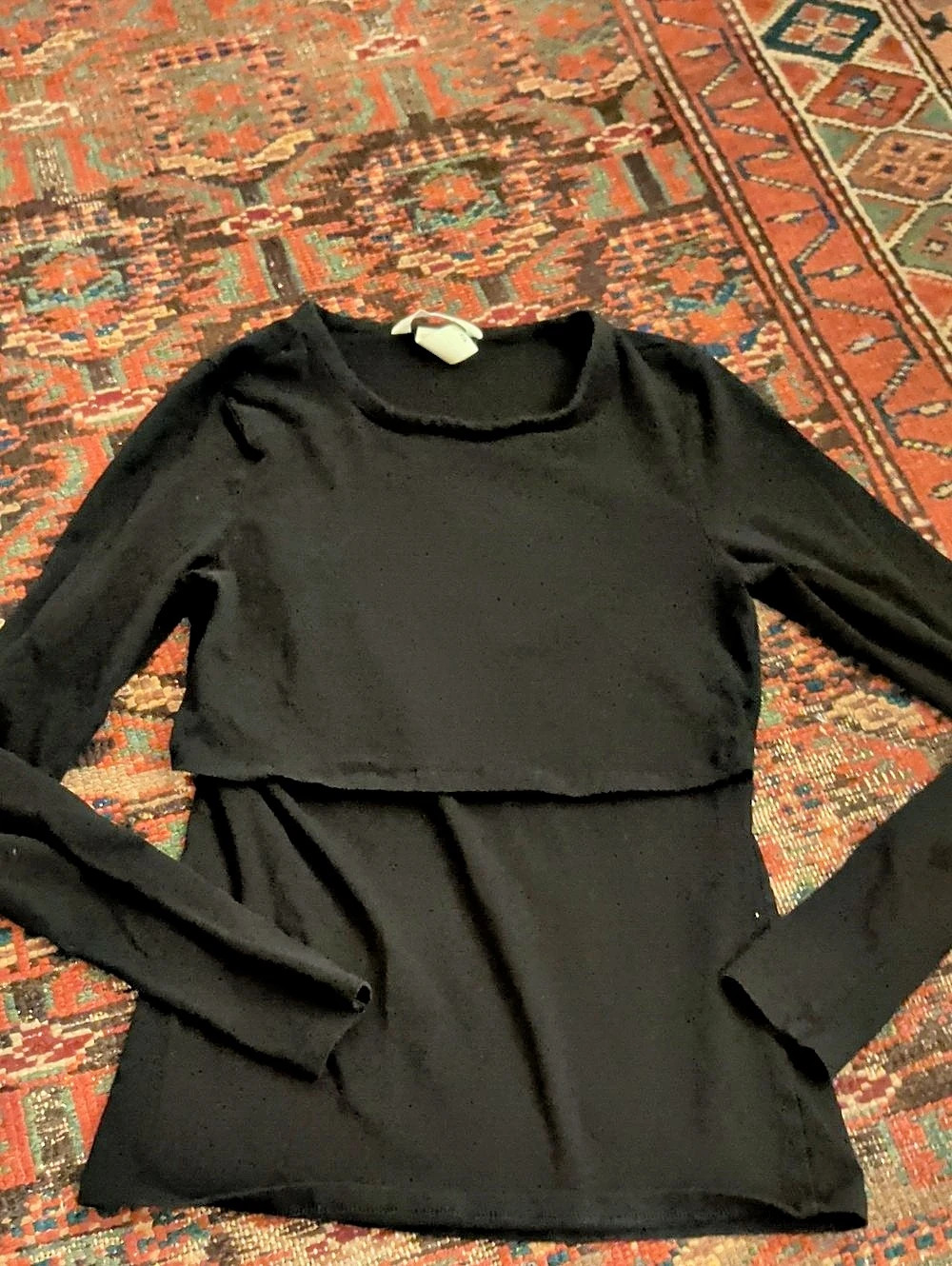 H&M MAMA Long Sleeve Nursing Top Black XS